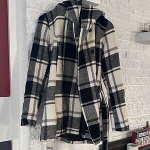 Mossimo Supply Co. Black and White Checkered Pea Coat